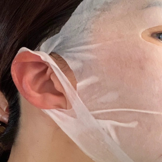 Face mask covering face and chin, with adjustable loops stretched for a comfortable fit without hurting the ears.