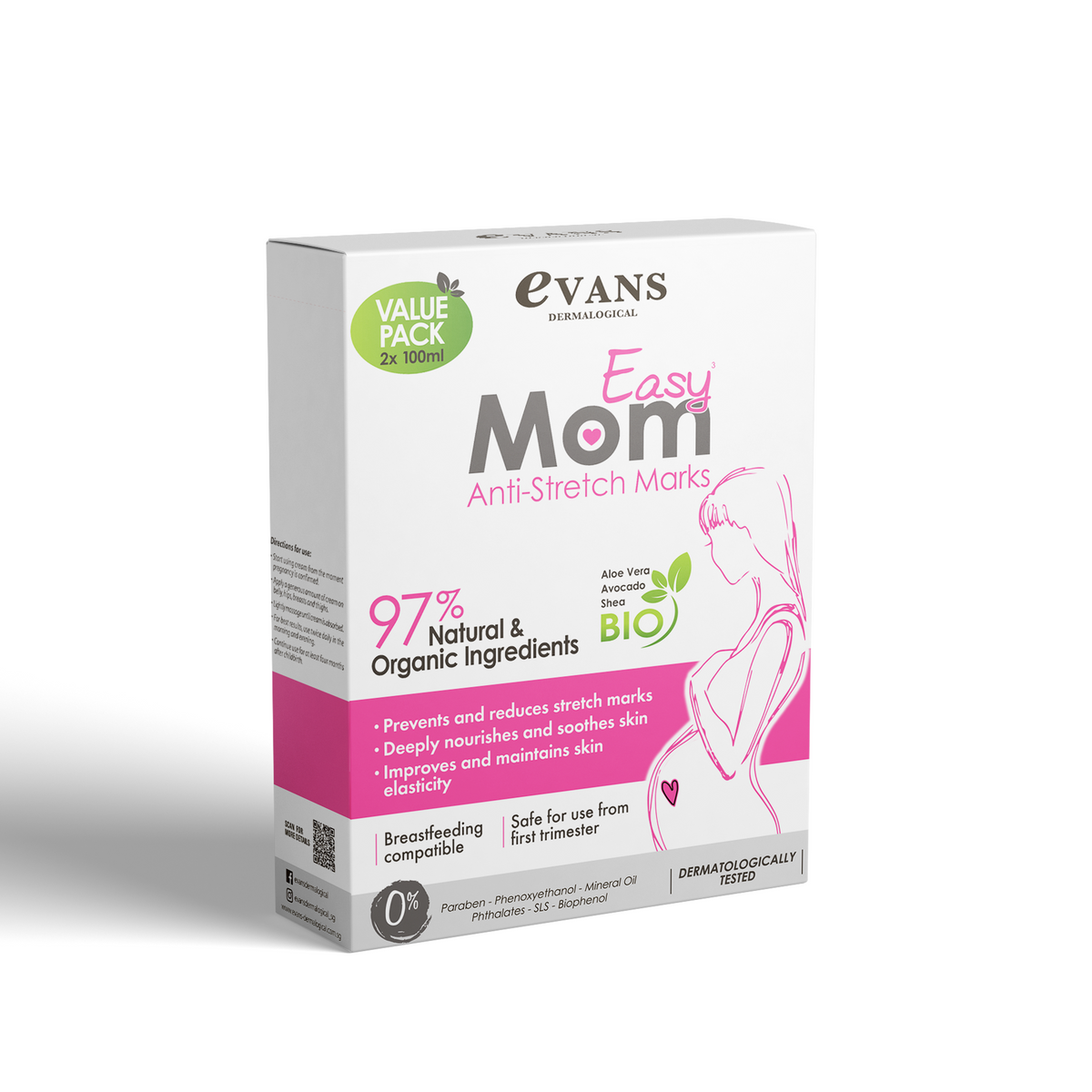 Easy Mom Anti-Stretch Mark Cream 100ml (Value Pack 2 x 100ml) – Evans  Dermalogical